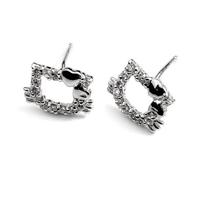 24892-Sterling silver ear pins with Rhinestones