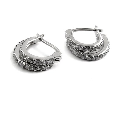 24896-Sterling silver ear pins with Rhinestones