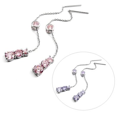 24897-Sterling silver ear pins with Rhinestones