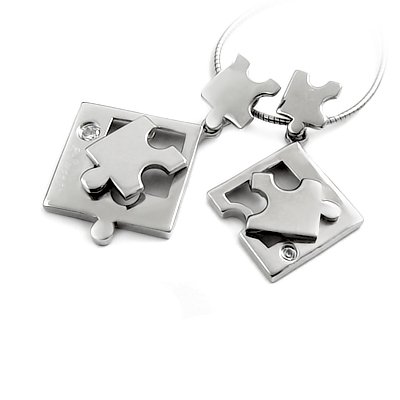 24917-Sterling silver puzzle pendant with gems