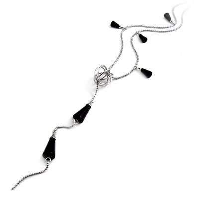 24929-Sterling silver necklace with black agate
