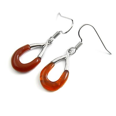 24436-sterling silver platium plated with agate earring