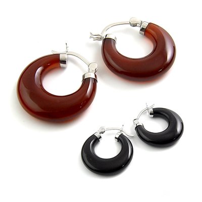 24439-sterling silver platium plated with agate earring