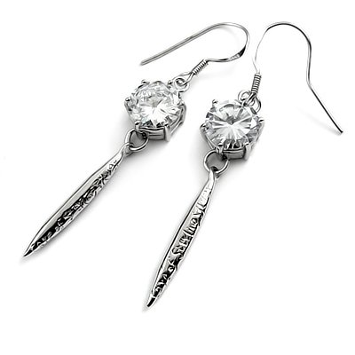 24443-sterling silver platium plated with rhinestoe earring