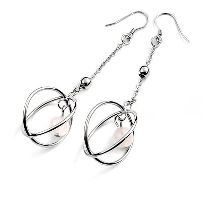 24445-sterling silver platium plated with agate earring