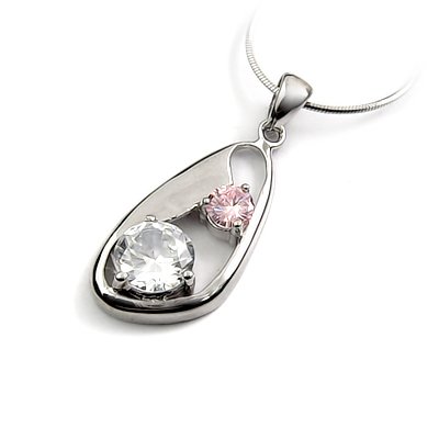 24458-sterling silver platium plated with rhinestoe pendant