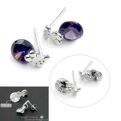 24504-sterling silver platium plated with rhinestoe earring