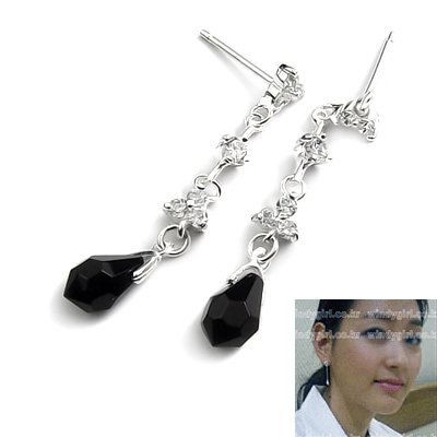 24523-sterling silver, rhinestoe,stone earring