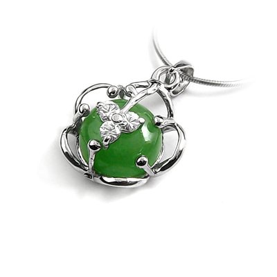 24643-Sterling silver,jade,stone pendant