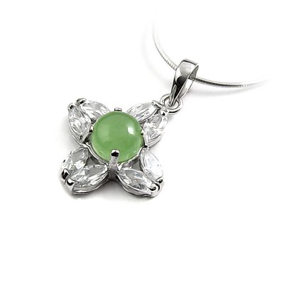 24644-Sterling silver,jade,rhinestoe pendant