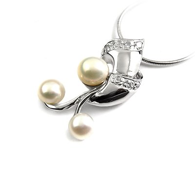 24647-Sterling silver,pearl,stone pendant