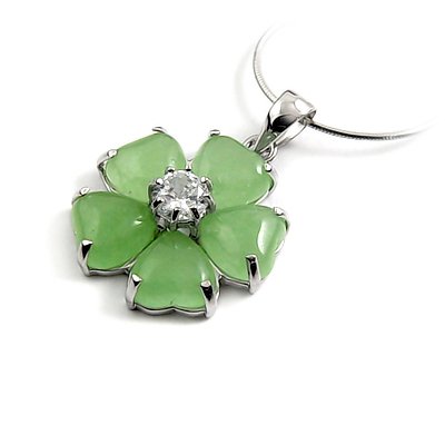 24654-Sterling silver,jade,rhinestoe pendant