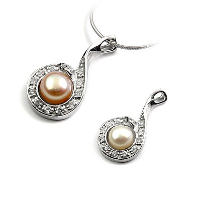 24678-Sterling silver,pearl,rhinestoe pendant