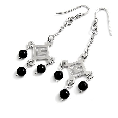 24685-sterling silver platium plated with agate earring