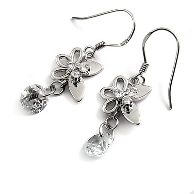 24693-sterling silver platium plated with rhinestoe earring