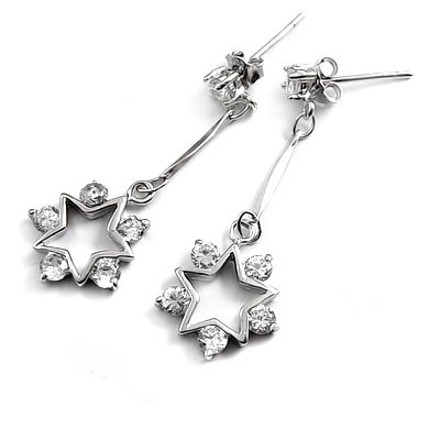 24696-sterling silver platium plated with rhinestoe earring