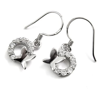 24721-Sterling silver with rhinestoe earring