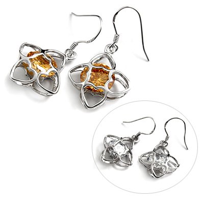 24725-Sterling silver with rhinestoe earring