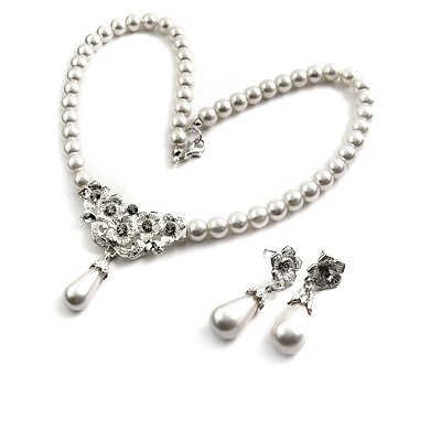 24780-alloy with artificail gemstone (necklace and earring)
