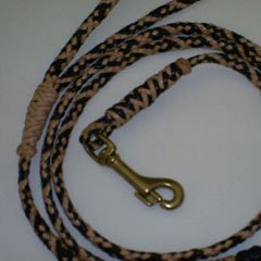 5' braided leather clip lead