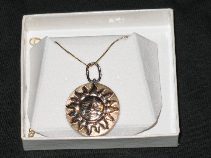 Puffy Sides-Sun and Moon Pendant 14kt gold & white
