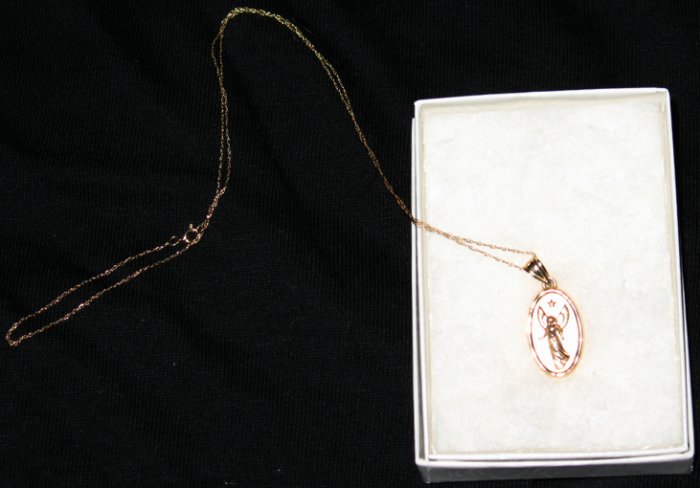 Elegant 14kt Gold Guardian Angel Necklace