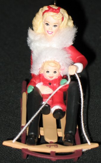 Winter Fun with Barbie and Kelly ornament