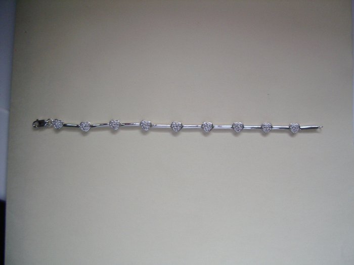 Sterling Silver Heart Tennis Bracelet