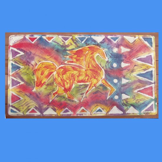 Trotting Horse Floor Cloth Floor Cloth or Table Topper