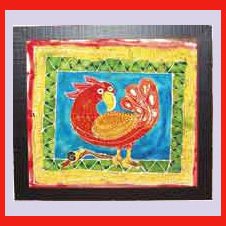 "I'm Not Done Yet" Original Framed Batik Painting of a Bird