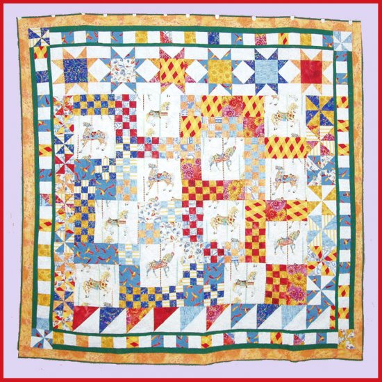 "Merry Horses" lap quilt 71"x71"