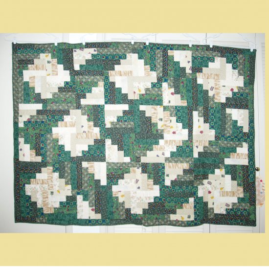 Green Woodpile Sofa Size Quilt, 55"x73"