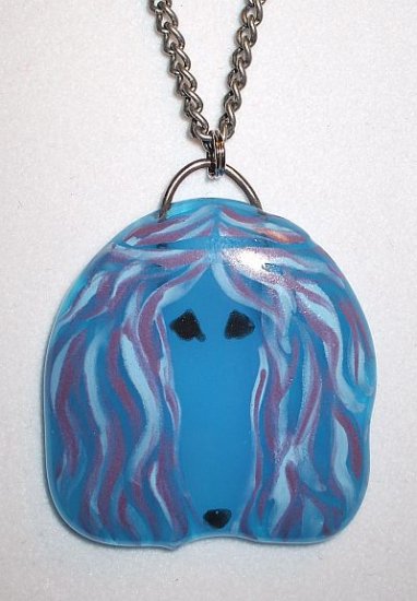 So Cute Fused Glass Afghan Hound Necklace