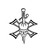 Skull with Sword and Maltese Cross Vinyl Auto Car Truck Window Decal Sticker #sku-018