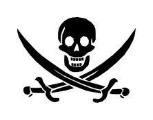 Pirate Skull with Crossed Swords Vinyl Window Graphic Decal sku-028