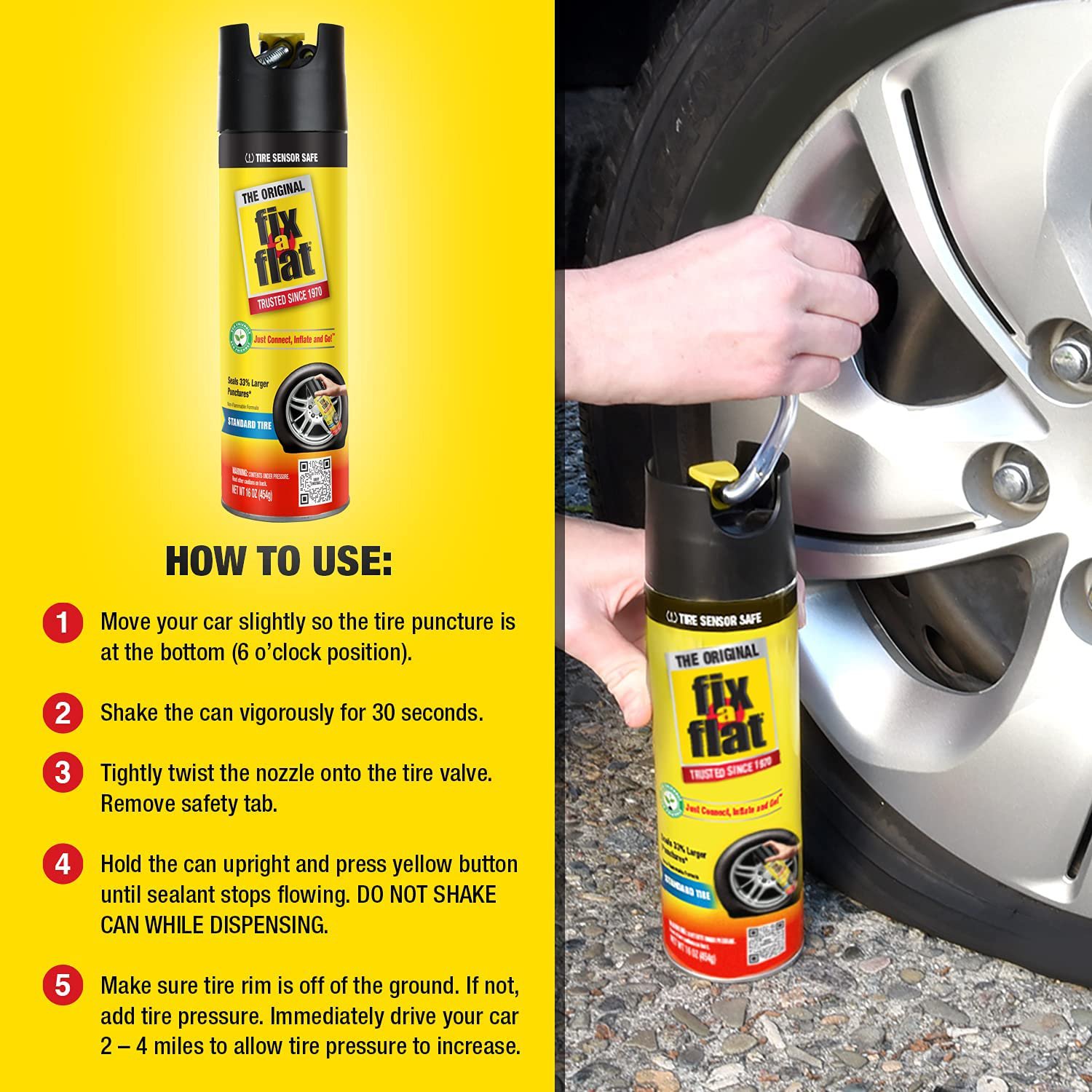 Fix A Flat Aerosol Emergency Flat Tire Repair Inflator For Standard