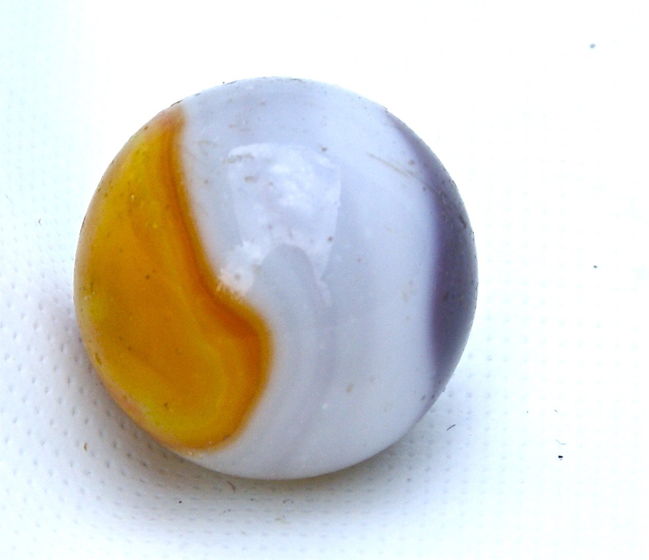 Vintage Akro Agate Shooter Marble Purple, Egg Yolk & White