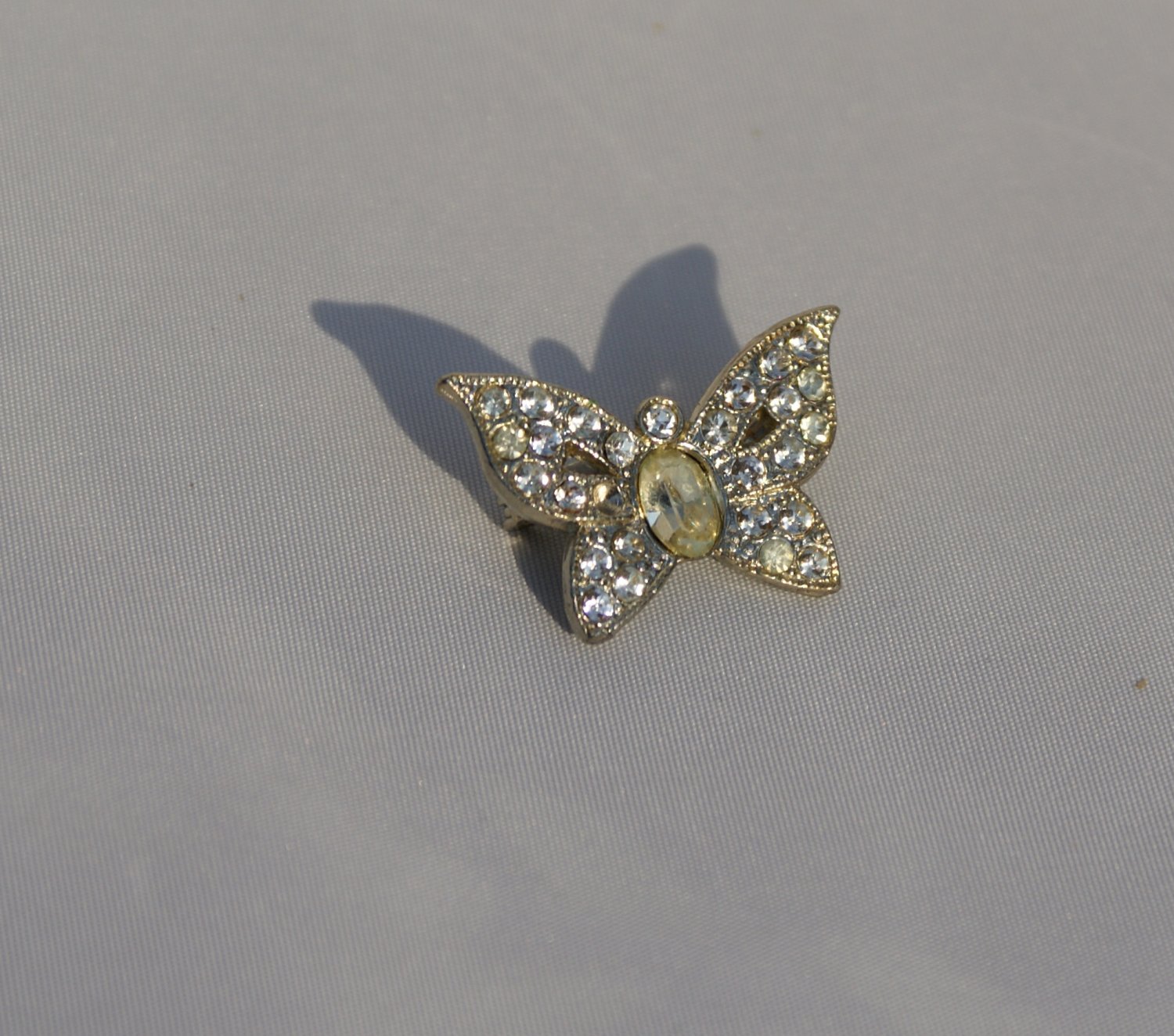 Vintage Rhinestone Butterly Collar Pin c1930-1940