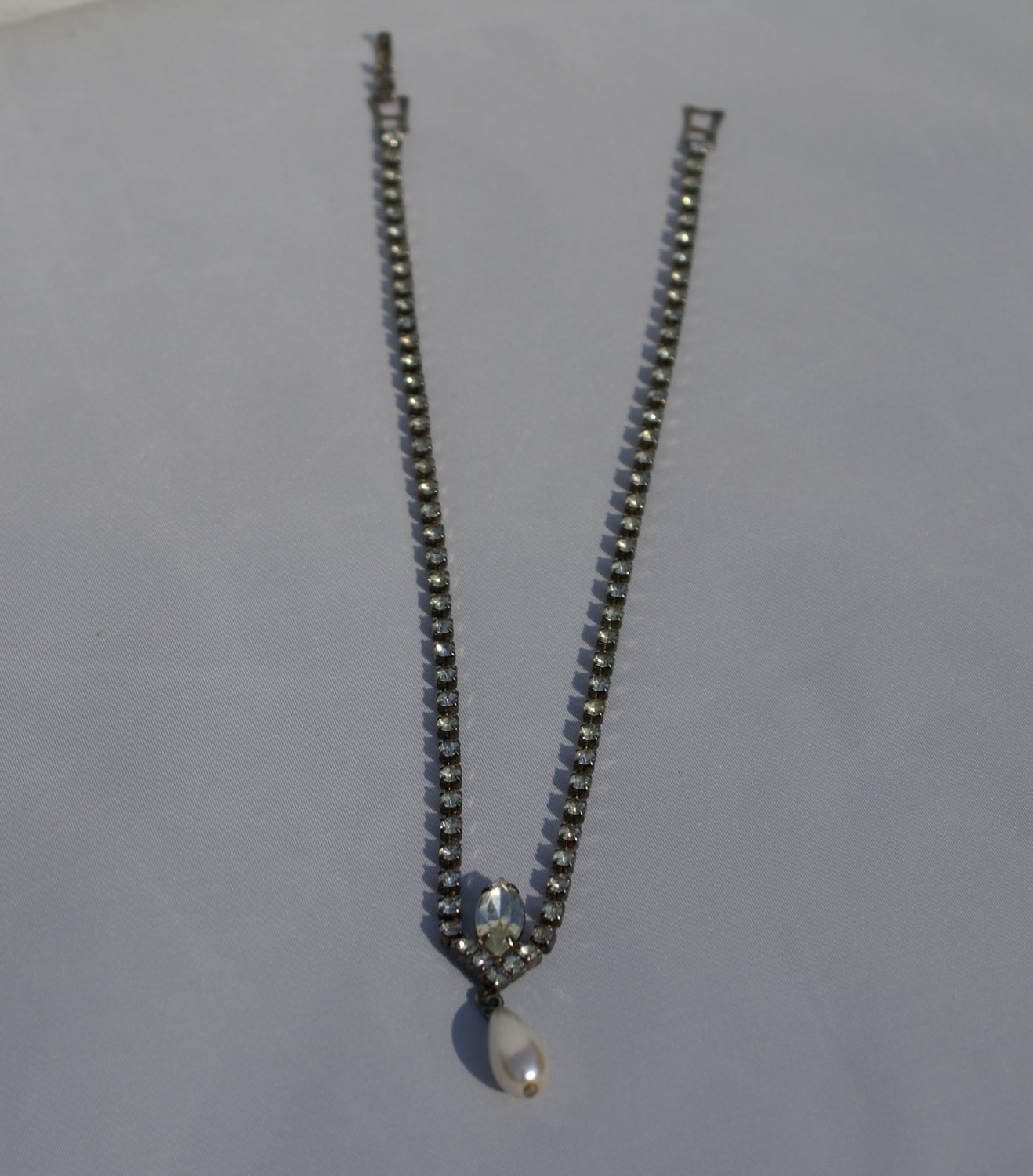 Vintage Pearl and Rhinestone Necklace c1940