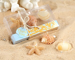 'Seaside' Beach Candles in Coral Design Gift Box