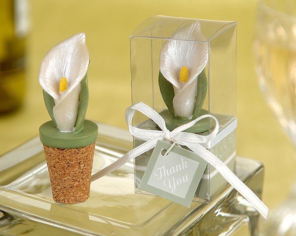 Elegant Calla Lily Bottle Stopper in Planter Gift Box (Set of 4)