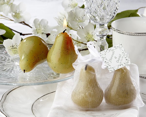 The Perfect "Pair" Pear Candles in Sheer Organza Bag with Leaf Tag