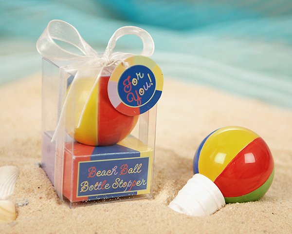 "Have a Ball!" Hand Painted Ceramic Beach Ball Bottle Stopper