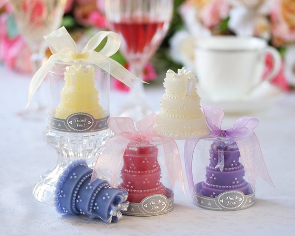 Wedding Cake Candle in Round Showcase Gift Box with Ribbon