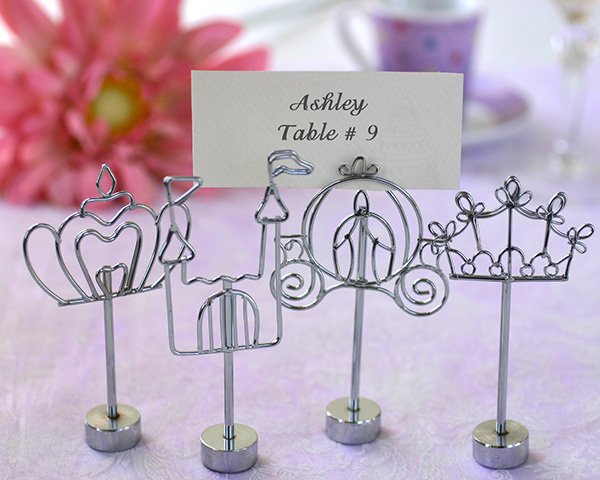 Silver Silhouette Placecard Holders - Set of 4 - Happily Ever After Theme