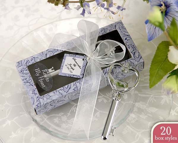 "Key to My Heart" Bottle Opener in Personality Box ( 20 styles/colors) (Set of 4)