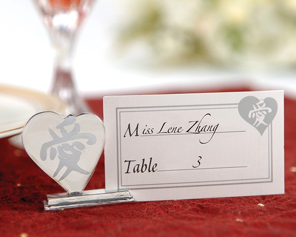 Asian Love Placecard Holders with Matching Place Cards (Set of 4)