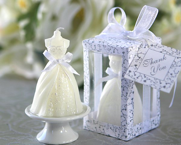 Wedding Gown Candle in Designer "Window Shop" Gift Box (Set of 4)