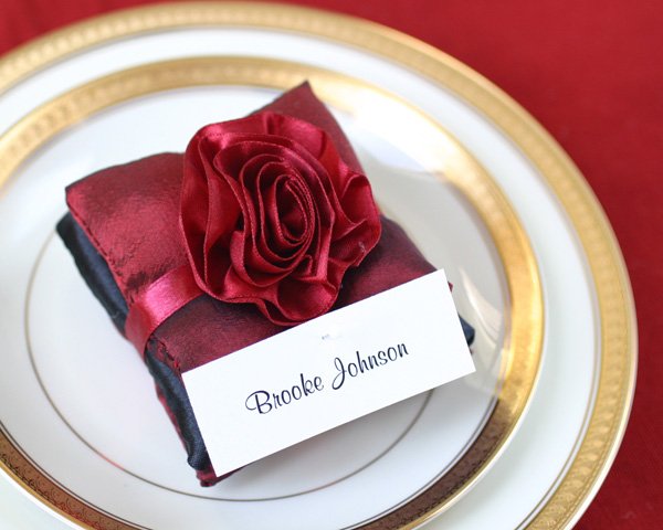 Burgundy and Black Satin Pillow Sachets