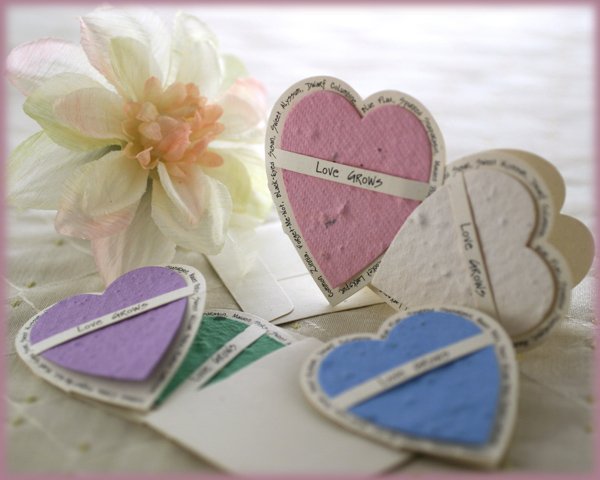 "LOVE GROWS" Plantable Wildflower Favors-Heart (Set of 12)